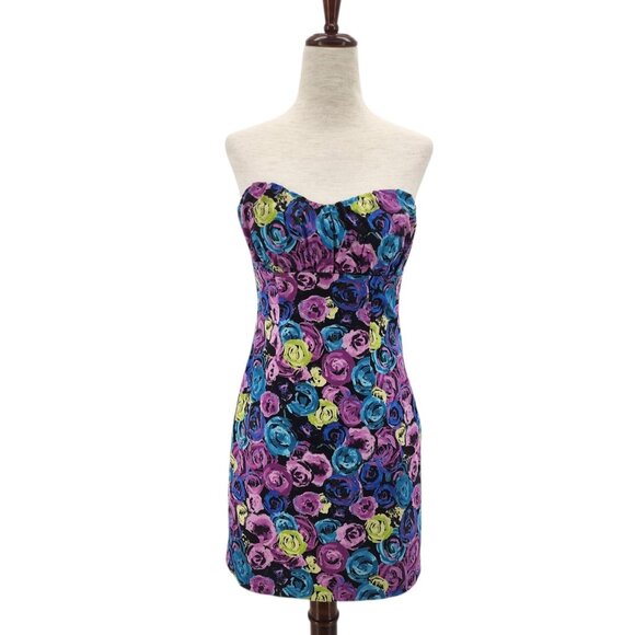 Ashely Park X RTR Womens Small Dress Mini Floral Strapless Multicolor Cocktail - Picture 10 of 10